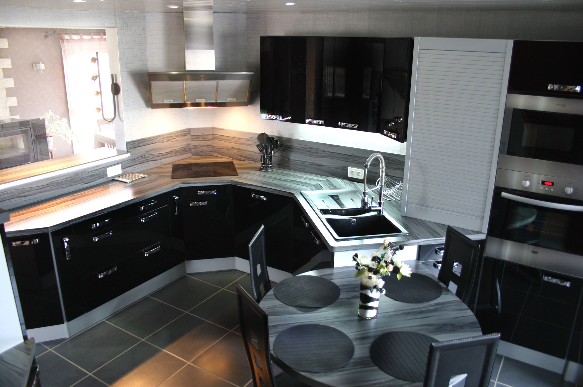 Cuisine blanc bois noir: cuisine ikea bois lioncloud.co. peinture ...